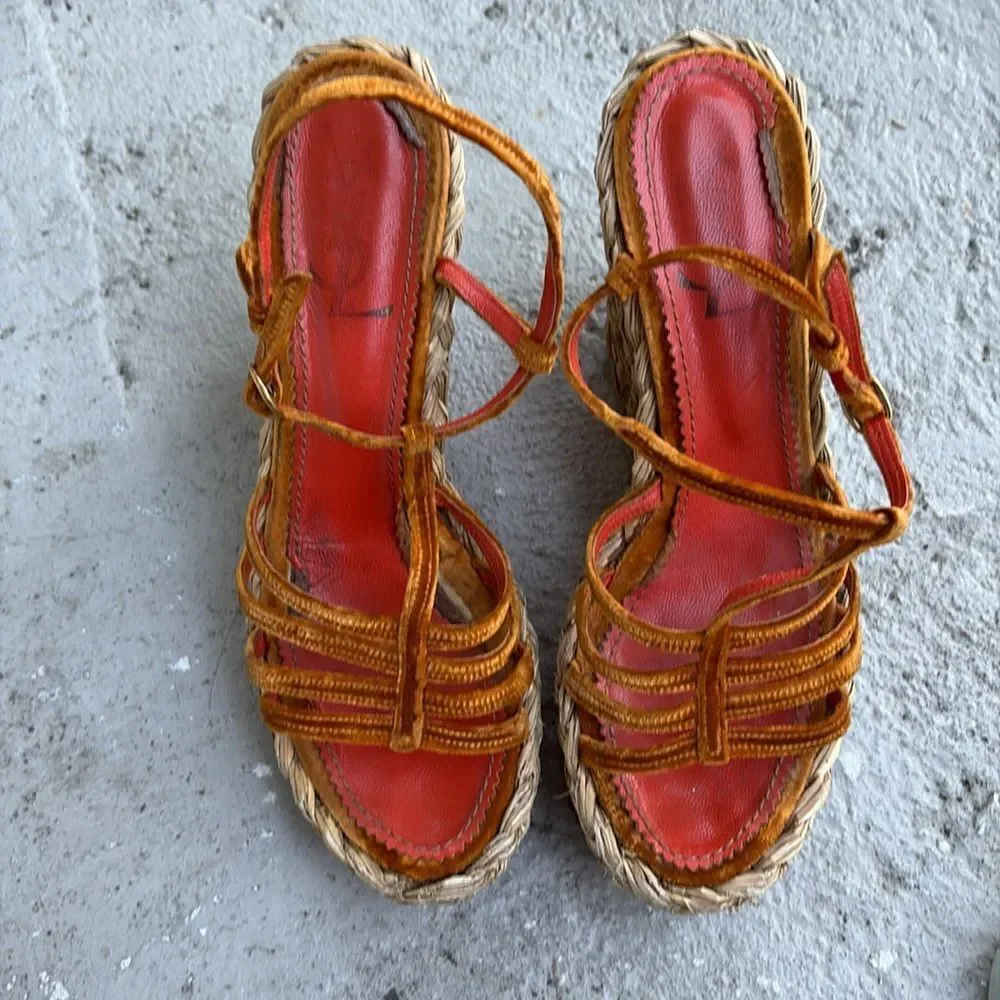 Vintage YSL Velvet Strappy platforms